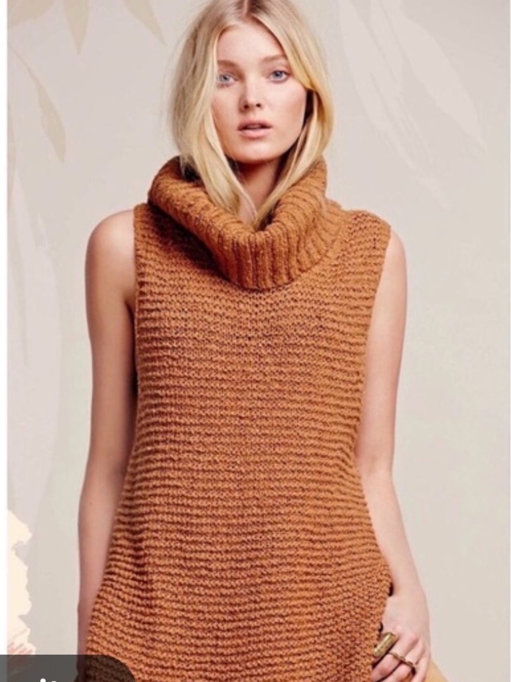 Free People Sleeveless Cowl Neck Sweater - Rust Brown